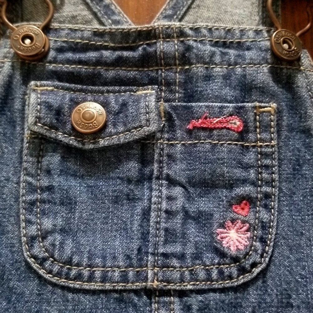 Baby Girls' OshKosh B'gosh Denim Overall/Jumper Dress, size 24 months, EUC - Picture 4 of 9